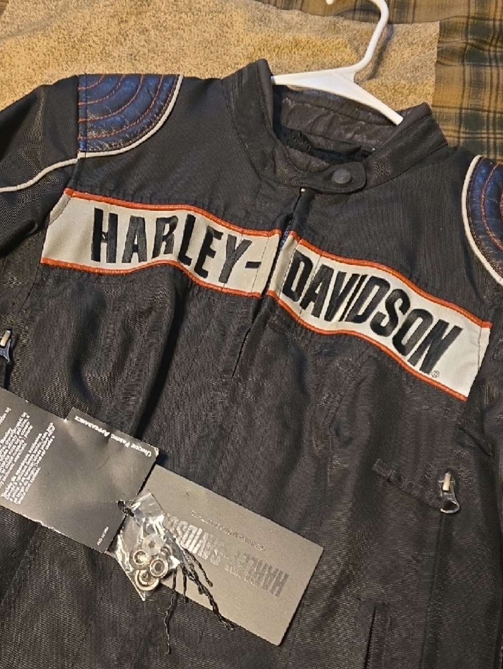 Harley-Davidson Black Jacket with White and Orange Accents Brand New Windproof - Picture 2 of 9